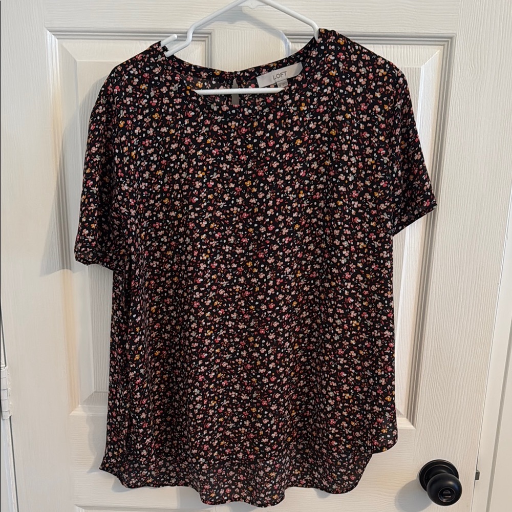 LOFT Black Floral Blouse